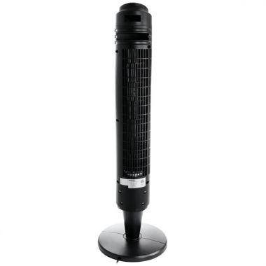Holmes 36 Inch Oscillating Tower Fan with Remote Control in Black and Silver. View a larger version of this product image.