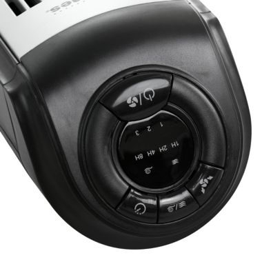 Holmes 36 Inch Oscillating Tower Fan with Remote Control in Black and Silver. View a larger version of this product image.