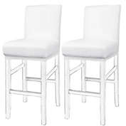 PiccoCasa Stretch Bar Stool Covers, Waterproof Bar Stool Chair Covers Counter Height Chairs Covers for Short Back Chair, White, 2 Pieces