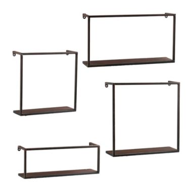 Southern Enterprises Set of 4 Black Solid Rustic Contemporary Wall Shelves 18". View a larger version of this product image.
