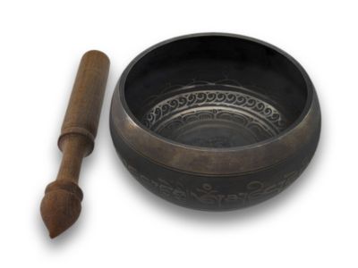 Zeckos Antiqued Brass Tibetan Meditation Singing Bowl With Wooden Mallet