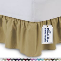SHOPBEDDING Ruffled Bed Skirt (Queen, Gold) 18 Inch Bed Skirt with Platform, Poly/Cotton Fabric, Available in All Bed Sizes and 14 Colors by BLISSFORD