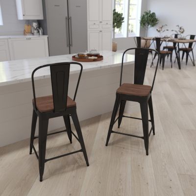 Wood Counter Height Bar Stools, Dublin Metal Wood Counter Stool With Back