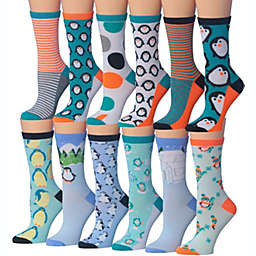 Tipi Toe, Women's 12-Pairs Fashion Crew Novelty Cat Socks