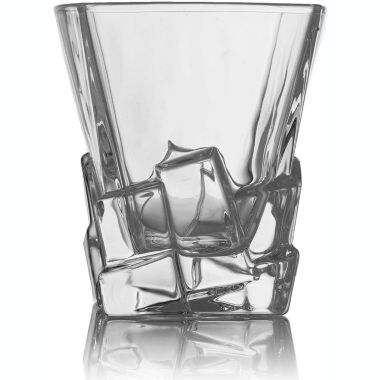 The Wine Savant Wine and Whiskey Iceberg Decanter with 4 Glasses and Wood Tray. View a larger version of this product image.