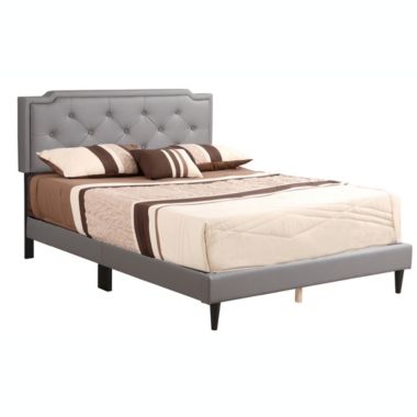 Passion Furniture Deb Light Grey Adjustable Queen Panel Bed. View a larger version of this product image.