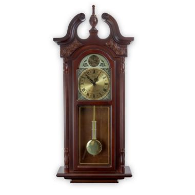 Bedford Clock Collection 38 Inch Chiming Pendulum Wall Clock in Cherry Oak Finish. View a larger version of this product image.