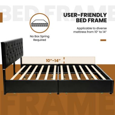 Slickblue PU Leather Upholstered Platform Bed with 4 Drawers-Full Size. View a larger version of this product image.