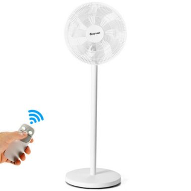 Hivago 16 Inch Oscillating Pedestal 3-Speed Adjustable Height Fan with Remote Control-White. View a larger version of this product image.