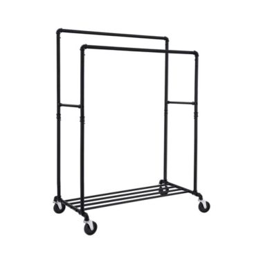 SONGMICS Black Clothes Rack on Wheels with 2 Rails. View a larger version of this product image.