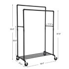 Alternate image 2 for SONGMICS Black Clothes Rack on Wheels with 2 Rails