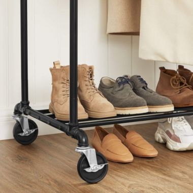 SONGMICS Black Clothes Rack on Wheels with 2 Rails. View a larger version of this product image.