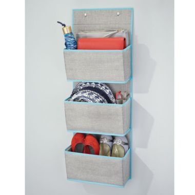 mDesign Fabric Over Door Hanging Storage Organizer, 3 Pockets, 2 Pack. View a larger version of this product image.