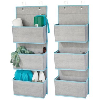mDesign Fabric Over Door Hanging Storage Organizer, 3 Pockets, 2 Pack. View a larger version of this product image.