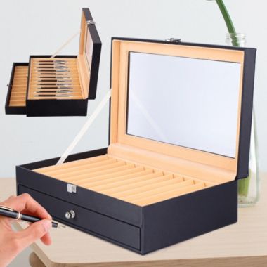 Kitcheniva 24-Slot Pen Display Box Holder Leather Storage Collector Organizer Box. View a larger version of this product image.