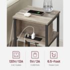 Alternate image 2 for VASAGLE Side Table with Charging Station, 3-Tier End Table with USB Ports and Outlets, Nightstand for Living Room, Bedroom, 11.8 x 13.4 x 22.8 Inches, Plug-in Series, Greige and Black