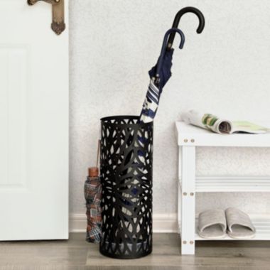 SONGMICS Umbrella Stand Rack Free Standing for Canes Walking Sticks 2 Hooks Black. View a larger version of this product image.