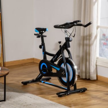 Soozier Stationary Indoor Cycling Exercise Bike, Adjustable Comfortable Seat w/ Cushion, Grip Handlebar, LCD, 220 lbs. Weight Limit, Flywheel Cardio Workout Cycle Training for Home Office or Gym. View a larger version of this product image.