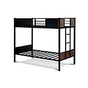 East West Furniture  LYT0BLK Lynfield  Twin Bunk Bed in powder coating black color