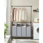Alternate image 1 for SONGMICS 4-Bag Laundry Sorter, Rolling Laundry Cart with Hanging Bar, Heavy-Duty Wheels, Gray