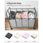 Alternate image 3 for SONGMICS 4-Bag Laundry Sorter, Rolling Laundry Cart with Hanging Bar, Heavy-Duty Wheels, Gray