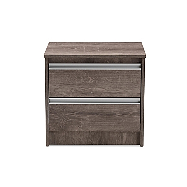 Baxton Studio  Gallia Modern and Contemporary Oak Brown Finished 2-Drawer Nightstand. View a larger version of this product image.