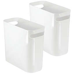 mDesign Slim Plastic Small Trash Can Wastebasket with Handles, 2 Pack