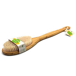 Pursonic bath body brush with long bamboo handle