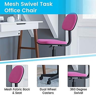 Emma + Oliver Dark Pink Adjustable Mesh Swivel Task Office Chair - Low Back Student Desk Chair. View a larger version of this product image.