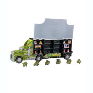 BIG DADDY - BIG RIG MILITARY Transport System - Carry own Race Cars ! Holds 24 cars AND SHOOTS THEM OUT ! - Comes with 6 Cars, 1 BIG RIG & Road Blocking Accessories Inside ! | buybuy BABY