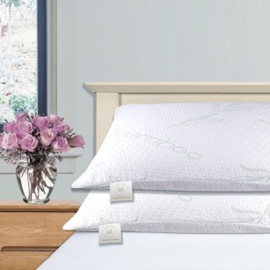 Super Soft Set of 2 Memory Foam Hypoallergenic Comfort Cooling Bamboo Pillow. View a larger version of this product image.