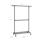Alternate image 1 for SONGMICS Industrial Style Clothes Garment Rack on Wheels, Double Hanging Rod Metal Clothing Rack, Heavy Duty Commercial Display, Black