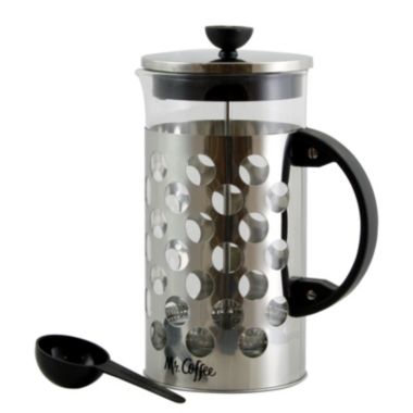 Mr. Coffee Polka Dot Brew 32 oz Silver Glass Coffee Press with Scoop. View a larger version of this product image.