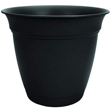 The HC Companies ECA08000G181024LRCEF Eclipse Round Plastic Planter, Black. View a larger version of this product image.