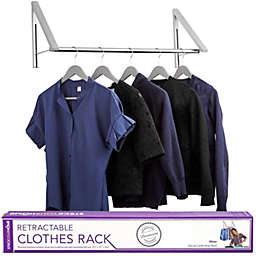 Stock Your Home 2-Pieces Retractable Wall Mounted Clothes Rack in Silver