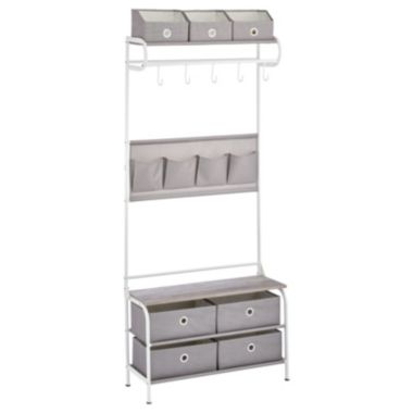 mDesign Coat Rack and Bench Storage Unit, Sturdy Steel Frame. View a larger version of this product image.
