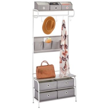 mDesign Coat Rack and Bench Storage Unit, Sturdy Steel Frame. View a larger version of this product image.