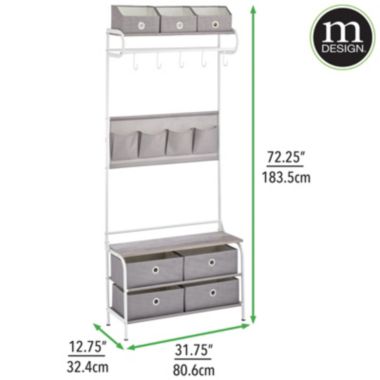 mDesign Coat Rack and Bench Storage Unit, Sturdy Steel Frame. View a larger version of this product image.