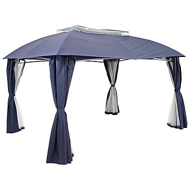 Sunnydaze Soft Top Rectangle Patio Gazebo with Screens and Privacy Walls for Backyard, Garden or Deck - 10&#39; x 13&#39; - Navy. View a larger version of this product image.