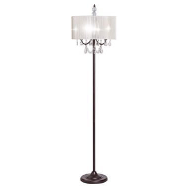 Hooya Imp.& Exp. Elegant Sheer Shade Floor Lamp w/ Hanging Crystal LED Bulbs. View a larger version of this product image.