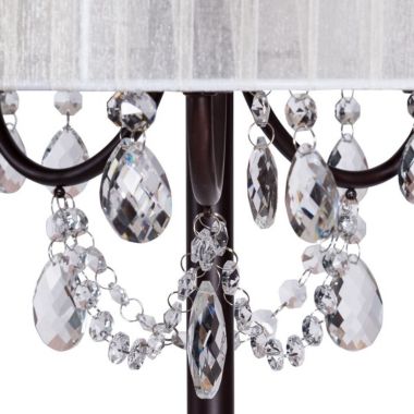 Hooya Imp.& Exp.  Elegant Sheer Shade Floor Lamp w/ Hanging Crystal LED Bulbs. View a larger version of this product image.