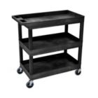 Alternate image 0 for Luxor Mobile 32" x 18" Home Office Multipurpose Heavy Duty Service Utiltiy 3 Shelf Tub Storage Cart - Black, 2 Pack
