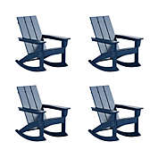 WestinTrends Modern Adirondack Outdoor Rocking Chair (Set of 4), Navy Blue