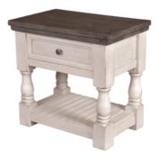 Besthom Rustic French 1-Drawer Cottage White And Brown Nightstand 27 In. H X 29 In. W X 18 In. D