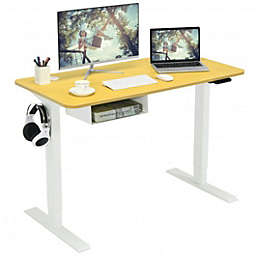 Costway 48-Inch Electric Standing Adjustable Desk with Control Panel and USB Port-Natural