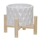 Alternate image 0 for Kingston Living 7" White Diamond Ceramic Outdoor Planter with Stand