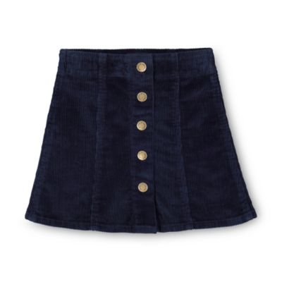 Hope & Henry Girls&#39; A-Line Skirt with Snap Front, Navy Corduroy, 18-24 Months