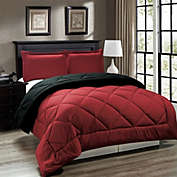 Legacy Decor 3pc Down Alternative, Reversible Comforter Set Red and Black, Fits Full and Queen Size Beds