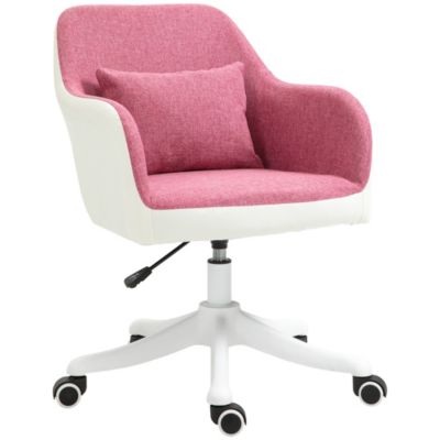 Vinsetto Mid-Back Ergonomic Massage Office Chair Swivel Task Chair with 2-Point Lumbar Massage, USB Power, and Adjustable Height, Pink
