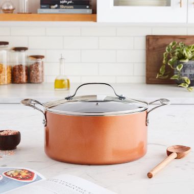 Gotham Steel Nonstick 5 Quart Stock Pot with Lid Ultra Durable Mineral and Diamond Triple Coated Surface. View a larger version of this product image.